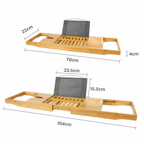 Bathtub Rack Over Expandable Bamboo Bath Caddy Book iPhone Wineglass Holder