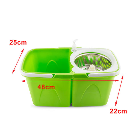 Split Bucket 360 Rotating Magic Spin Mop 2 Microfibre Mop Heads