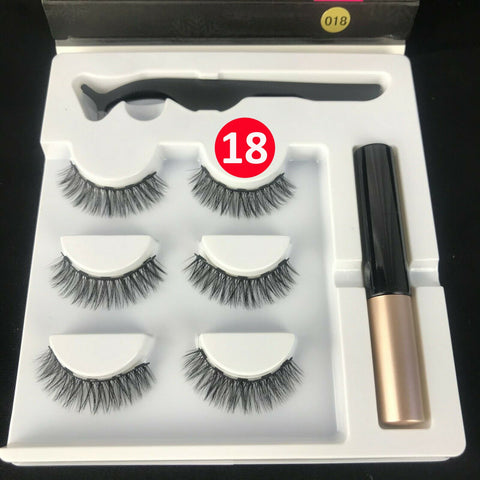 Natural Magnetic False Eyelashes Eye Lashes Extension Liquid Eyeliner Tweezer