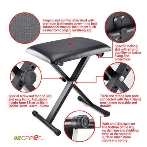 Adjustable 3 Way Folding Keyboard Piano Stool