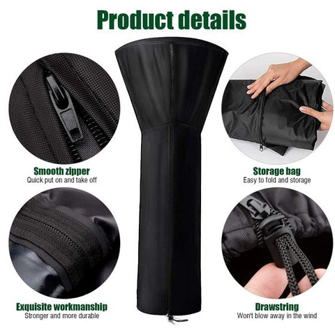 Waterproof Heavy Duty Outdoor Patio Heater Cover Protector Zipper and Storage Bag