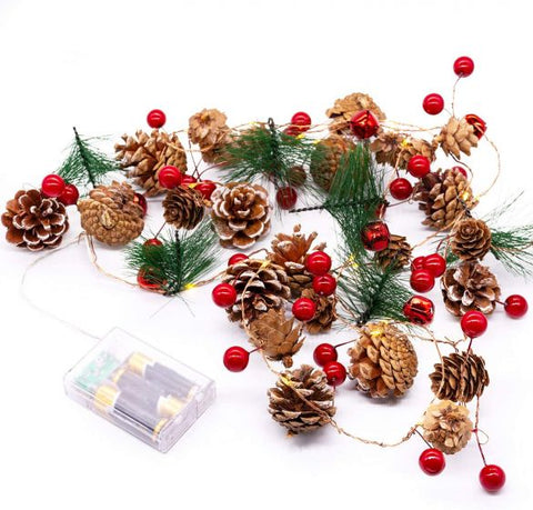 2M 20LEDs Christmas Decoration Pinecone Red Berry Garland String Lights Fairy Lights