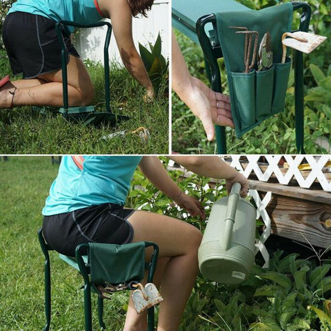 Garden Kneeler and Seat Tool Pouches Outdoor Bench Knee Pad Foldable