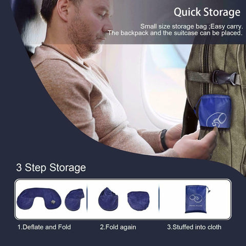 Air Inflatable Neck Pillow U Shape Head Traction Support Rest Cushion Car Flight