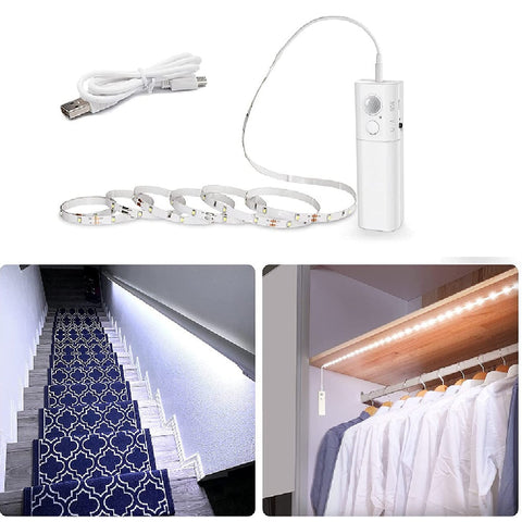 Battery Operated LED Strip Light Wireless PIR Motion Sensor Wardrobe Cabinet