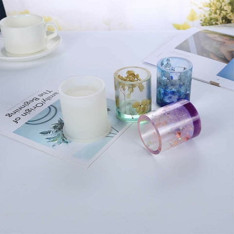 2XDIY Coaster Mould Handmade Crystal Epoxy Making Resin Silicone Pen Holder Mold