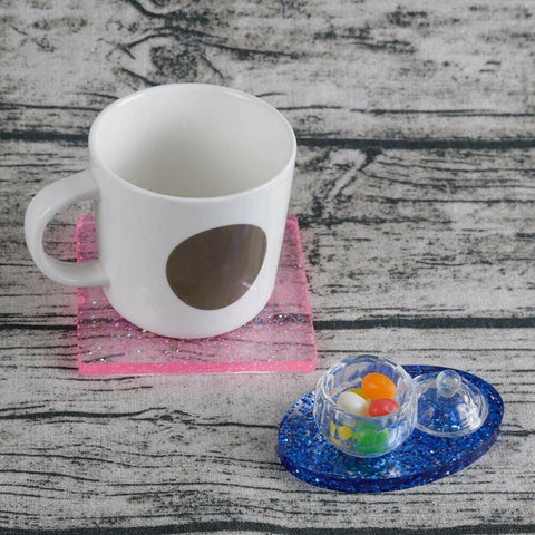 2PC Coaster Resin Cup Casting Mould Epoxy Mold Silicone DIY Jewelry Making Craft