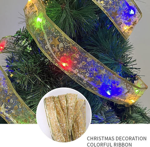 Christmas ribbon string lights