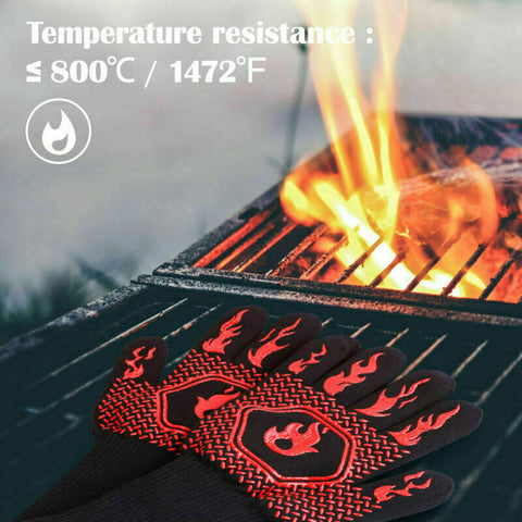 800°C Heat Proof Resistant Oven BBQ Gloves 35cm Kitchen Cooking Silicone Mitt