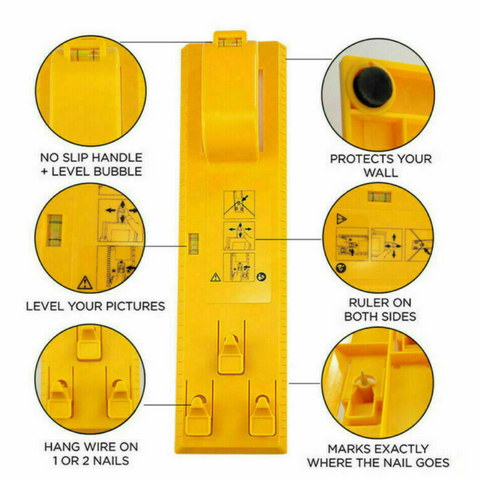 Picture Hanging Kit Set w/ Hanging Level Ruler DIY Photo Frame Hanging Wall Kit