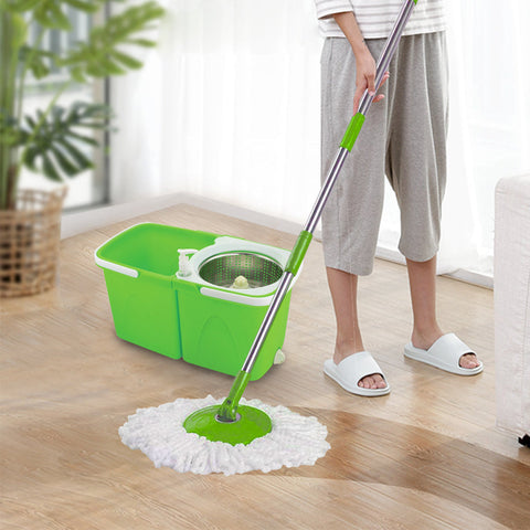 Split Bucket 360 Rotating Magic Spin Mop 2 Microfibre Mop Heads