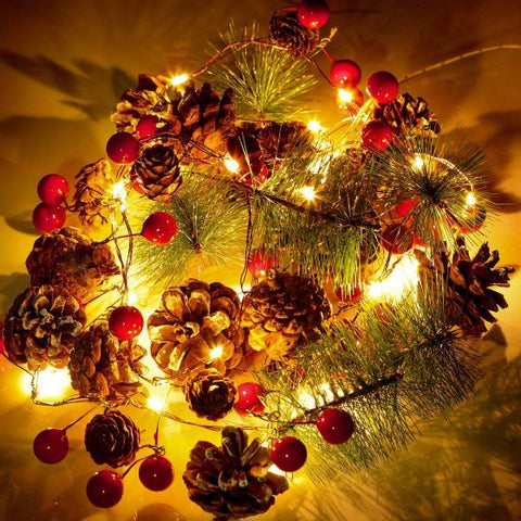 2M 20LEDs Christmas Decoration Pinecone Red Berry Garland String Lights Fairy Lights