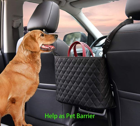 Car Seat Storage Net Pocket Car Handbag Holder Luxury Leather Seat Back Organizer Mesh Large Capacity Bag Automotive Goods Storage Pocket