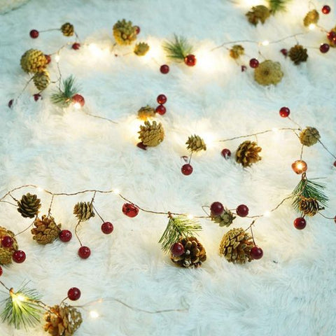 2M 20LEDs Christmas Decoration Pinecone Red Berry Garland String Lights Fairy Lights