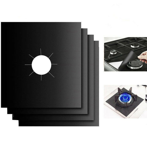 4pcs/8pcs Kitchen Gas Stove Top Burner Reusable Protector Liner Cleaning Pad Cover
