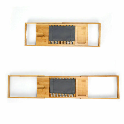 Bathtub Rack Over Expandable Bamboo Bath Caddy Book iPhone Wineglass Holder