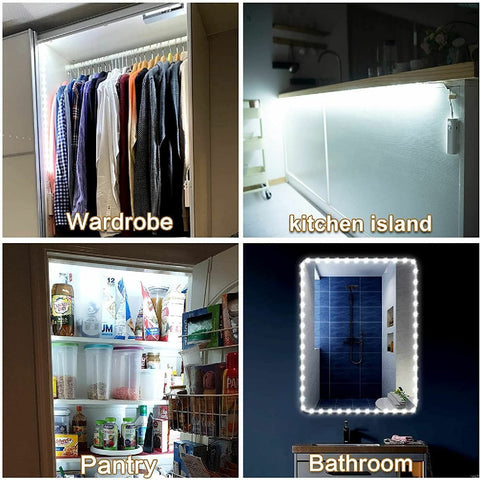 Battery Operated LED Strip Light Wireless PIR Motion Sensor Wardrobe Cabinet