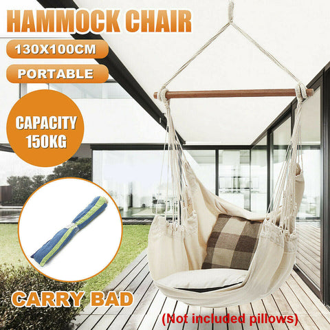 Portable Hanging Hammock Chair Swing Garden Outdoor Camping Soft Cushions