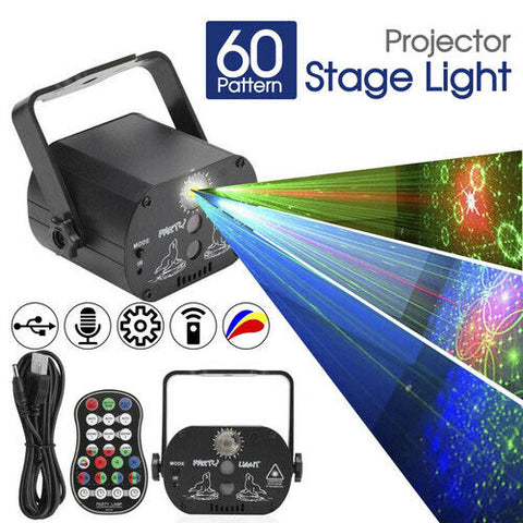 60 Pattern Party Projector Stage Light LED RGB Party KTV Club DJ Disco Lights AU