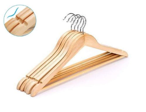 5PCS Wooden Clothes Hangers Coat Pant Suit Garments Trouser Rack