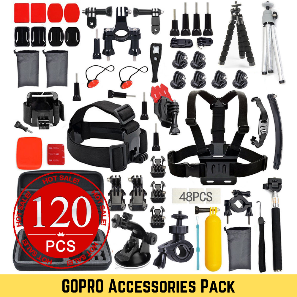 120pcs Accessories Pack Case Chest Head Floating Monopod GoPro Hero 7 6 5 4 3+ 2