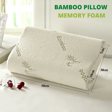 Luxury Soft Contour Bamboo Pillow Memory Foam Fabric Fibre Cover Bed