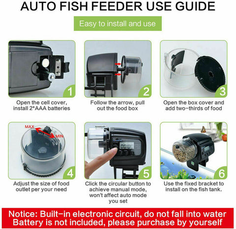 Automatic Digital Fish Feeder Holiday Timer Auto Pet Feeding Pond Tank Dispense