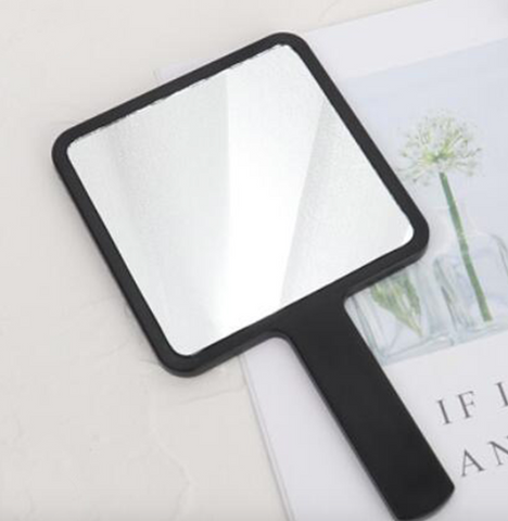 Mini Makeup Handheld Mirror Square Eyelash Extensions Mirror Beauty Black