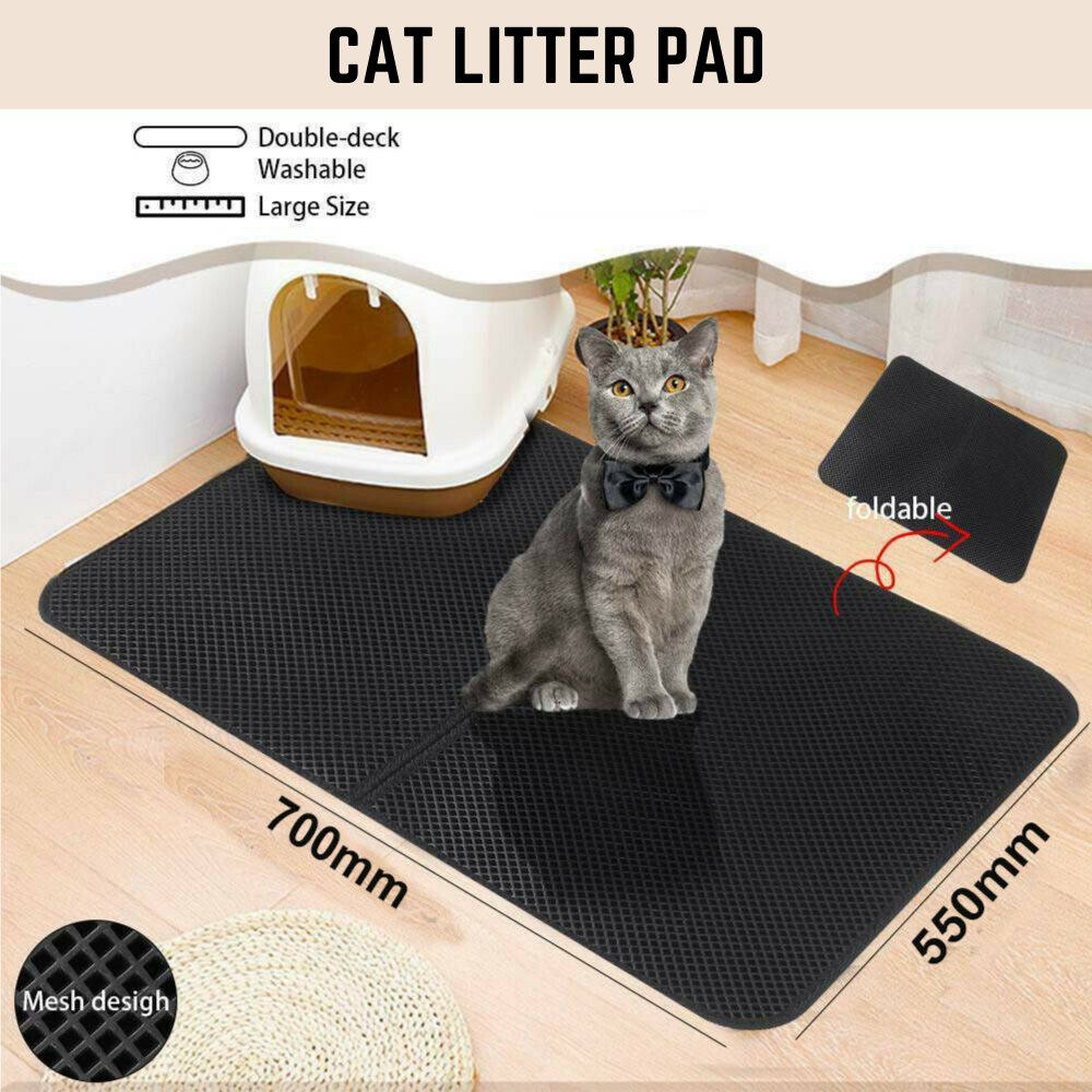 Waterproof Double-Layer Cat Litter Mat Trapper Foldable Pad Pet Rug Home L Size