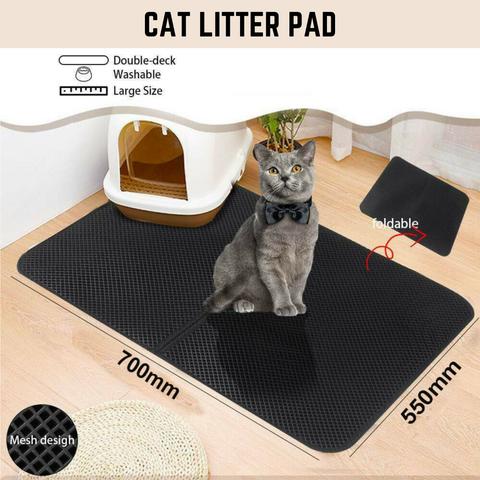 Waterproof Double-Layer Cat Litter Mat Trapper Foldable Pad Pet Rug Home L Size