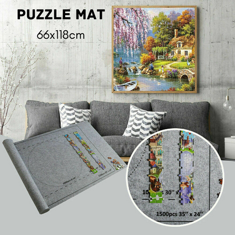 1500 PCS Jigsaw Puzzle Roll Mat Puzzle Storage Saver Pad Toys with Inflator Tool