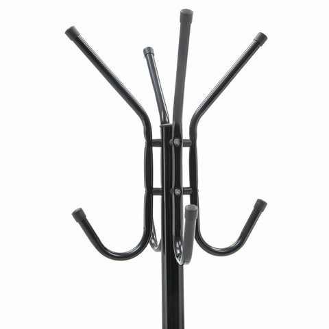3-Tier Hat Clothes Rack Metal 12 Hook Coat Hanger Stand in Black