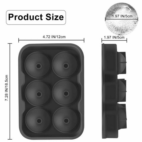Large Ice Cube Tray Ball Maker Big Silicone Mold Sphere Whiskey Round Mould