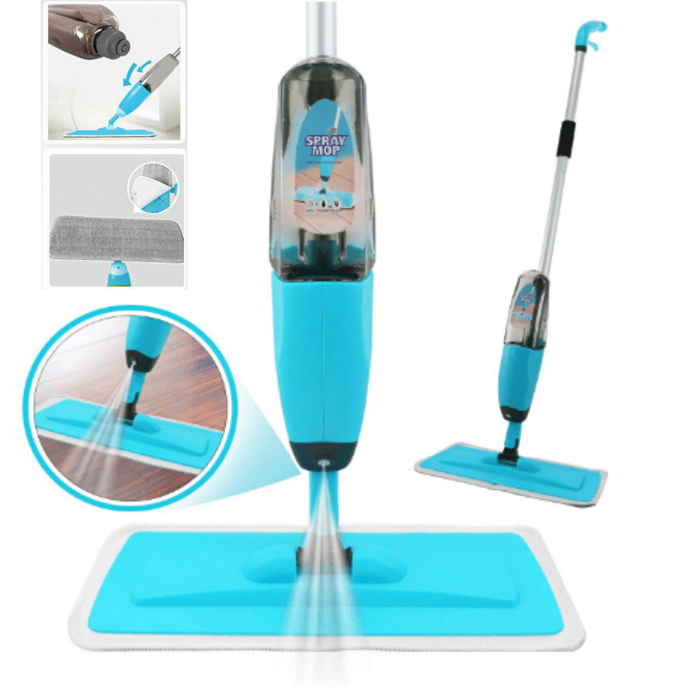 Spray Mop Microfiber Flat Mop Cleaner Household Floor Kitchen Bath Broom Sweeper