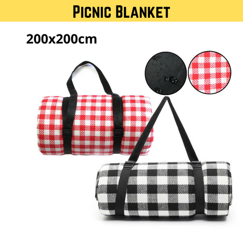 Large Picnic Blanket Premium Cashmere RED Rug Waterproof Mat Outdoor 200X200cm