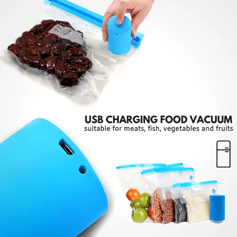 Mini Automatic Compression Air Pump Portable USB Sealer + 10 Reusable Vacuum Bag