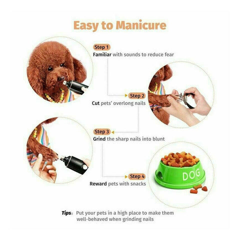 Electric Dog Toe Nail File Grinder Clippers Pet Cat Claw Grooming Trimmer Tools