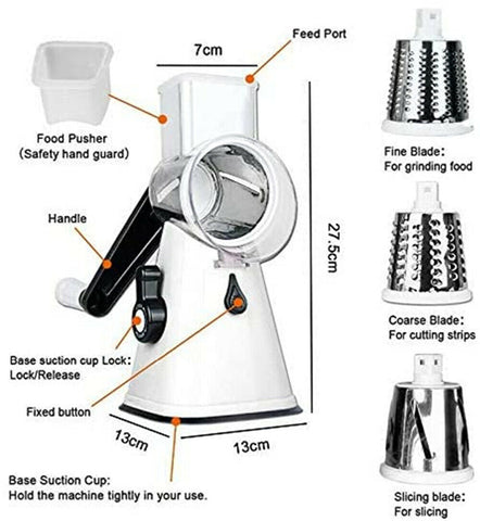 Kitchen Vegetable Food Manual Rotary Drum Grater Chopper Slicer Fruit Cutter