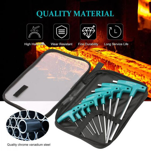 9pcs T Hex Set Allen Screwdriver Bit Metal Key Screw Steel Wrench Tool