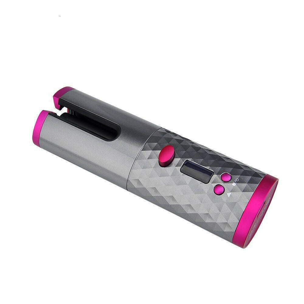 Auto Cordless Rotating Hair Curler Hair Waver Curling Iron Wireless LCD Ceramic