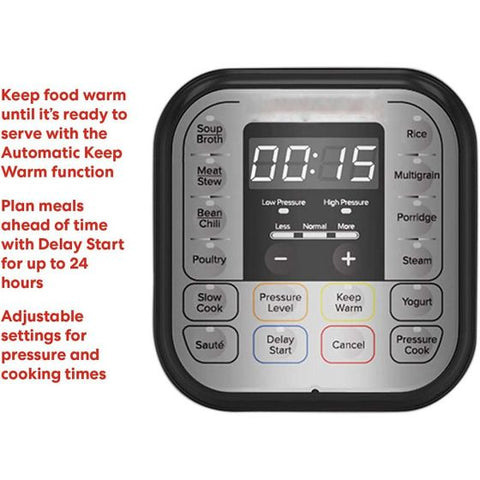 7-in-1 Electric Pressure Cooker, Slow Cooker, Rice Cooker, Steamer, Saute, Yogurt Maker, Warmer & Sterilizer, 6 Quart, Stainless Steel/Black