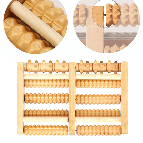Wooden Foot Massager Roller Relieve Plantar Fasciitis Acupressure Massage Tool