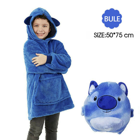Kid Blanket Hoodie With Hooded Ultra Plush Sweatshirt Fleece Warm Soft AU