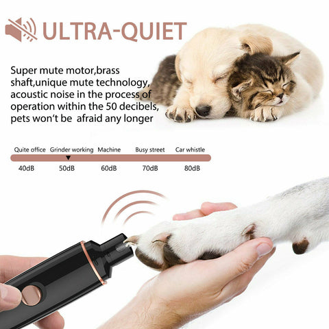 Rechargeable Electric Dog Toe Nail Grinder Pet Cat Claw Grooming Clipper Trimmer