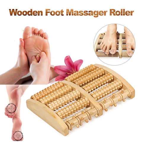 Wooden Foot Massager Roller Relieve Plantar Fasciitis Acupressure Massage Tool