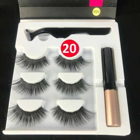 Natural Magnetic False Eyelashes Eye Lashes Extension Liquid Eyeliner Tweezer