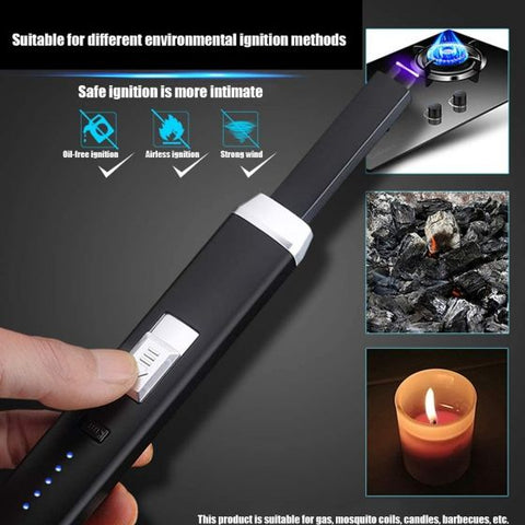 Electronic USB Pulse Plasma Arc Lighter Rechargeable Candle Lighter Safety Lock and Power Indicator