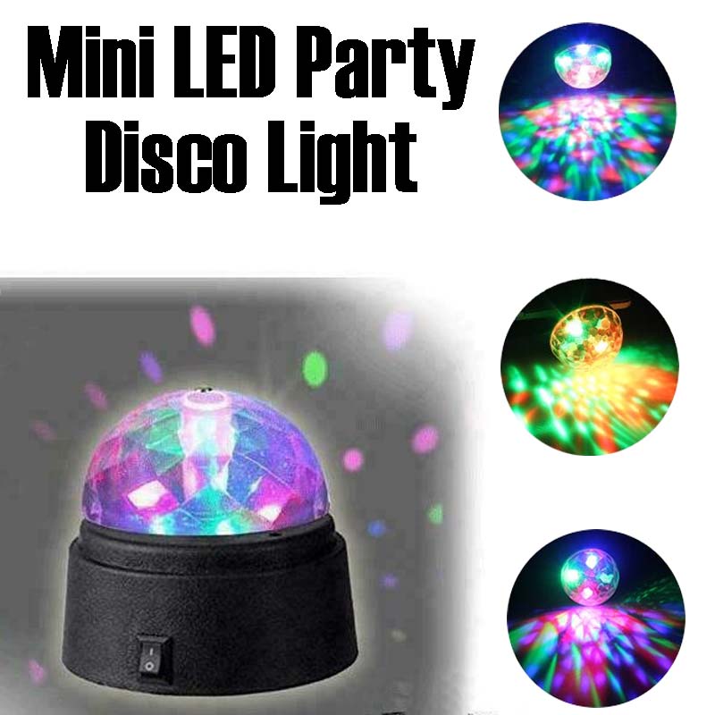 Indoor Sansai Battery Powered Mini LED Party Disco Light Spinning/Rotating 9cm