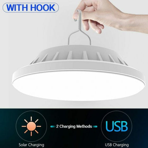 100W 120LED Solar with Remote Controller Portable Outdoor Camping Emergency Lamp USB Rechargeable Hook Light