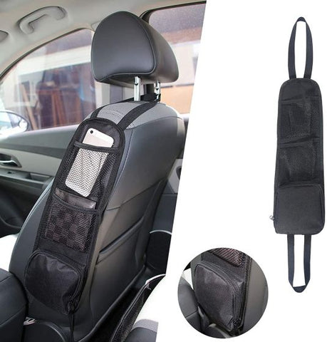 Car Seat Side Storage Bag 3 Pockets Front Seat Mesh Hanging Bag for Auto Small Items, Durable Drink Holder Storage Pockets Fit for All Vehicles